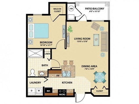 One Bedroom Floor Plan at Santos Isle Senior Apartments in Tarpon Springs FL